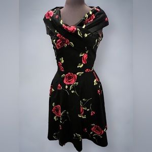 Rockabilly Retro Inspired Swing Dress Cross Cross Front